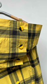 Issey Miyake Off-shoulder Stopped Layered Plaid Shirt