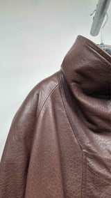 Sportmax Salaggio Funnel-Neck Paneled Hammered Leather Jacket