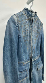 Alexander McQueen Embroidered Denim Tail Coat