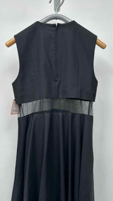 Noir Kei Ninomiya N/S Mesh-trimmed Wool Midi Dress