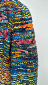 Christian Lacroix Snakeskin-trim Rainbow Tweed Coat