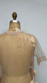 Roberts Wood S/S Hand-wrinkled Mesh Ruffle T-shirt Dress