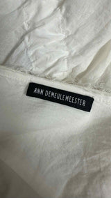 Ann Demeulemeester L/S Collarless Belted Crinkled Shirt Dress