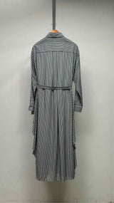 JW Anderson Flare Belted Striped Shirt Dress