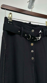 Marithé + François Girbaud Belted Side Pin-stripe Wide Pants