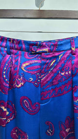 Saint Laurent Paisley Print Tapered Satin Pants