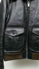 Saint Laurent Shearling-collar Distressed Leather Flight Jacket