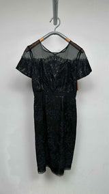 Carolina Herrera Floral Lace Scallop Midi Dress