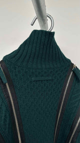 Jean Paul Gaultier X Sacai Multi-zip Detailed High-neck Cable Sweater