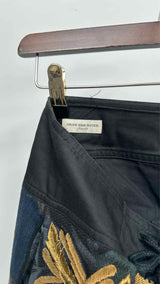 Dries Van Noten Gold Metalic Bullion Wide Embroiderded Shorts