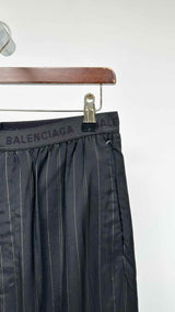 Balenciaga Elastic Logo-waist Docking Stripe Wide Easy Pants