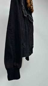 Louis Vuitton Fringed-seam Leopard-fur-collar Quilted-lined Denim Jacket