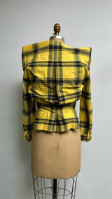 Issey Miyake Off-shoulder Stopped Layered Plaid Shirt