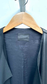 Yohji Yamamoto Leather-hybrid Collarless Light Trench Coat