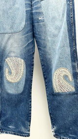 Kartik Research Chikankari Straight-Leg Embellished Panelled Jeans
