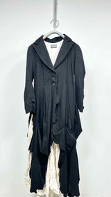 Elena Dawson Two-tone Detailed Pleats-bottom Long Coat