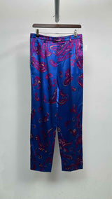 Saint Laurent Paisley Print Tapered Satin Pants