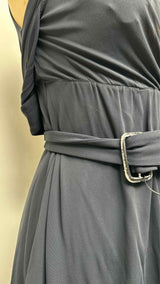 Jean Paul Gaultier L/S Satin Wrap-detailed Belted Dress