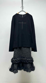 Comme Des Garcons Knit-hybrid Tiered Ruffle-bottom Dress