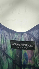 Emporio Armani N/S Floral Hummingbird Print Silk Dress