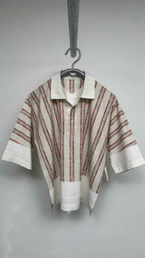 Homme Plisse Stripe Polo Shirt