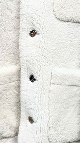 Thom Browne 4-bar Metal Button Shearling Leather Jacket