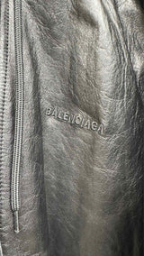 Balenciaga Quilted-lining Hood Layered Leather Coat