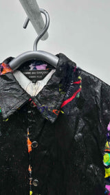Comme Des Garcons Homme Plus Faux-leather Velvet Hybrid Printed Coach Jacket