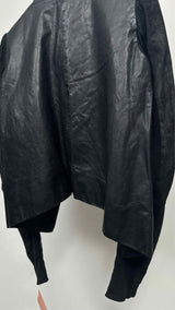 Rick Owens Cowl-Neck Zip-Sleeve Leather Jacket