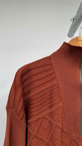 Issey Miyake L/S Quarter-Zip Cable-Knit Long Dress