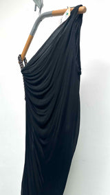 Jean Paul Gaultier Asymmetrical Chain-Strap Mesh Side-Gathered Drape Dress