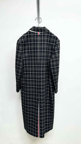 Thom Browne Double-faced Bal collar Gingham Wool Coat