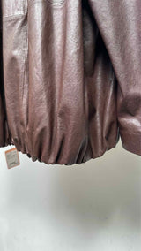 Sportmax Salaggio Funnel-Neck Paneled Hammered Leather Jacket