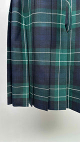 Black Comme Des Garçons Belted Pleated Check Skirt