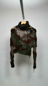 Junya Watanabe High-neck Loose-knit Mohair Camo Sweater