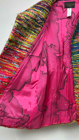 Christian Lacroix Snakeskin-trim Rainbow Tweed Coat