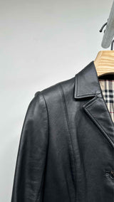Burberry Tartan-lined Leather Blazer Jacket