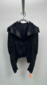 Rick Owens Cowl-Neck Zip-Sleeve Leather Jacket