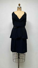 Jean Paul Gaultier L/S Satin Wrap-detailed Belted Dress