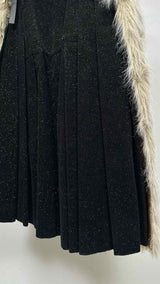 Yohji Yamamoto Pour Homme Front- faux-fur Side-pleated Glitter Kilt