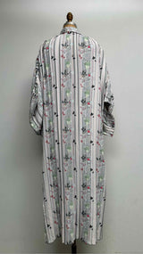 Thom Browne Pleated Puff-Sleeve Printed Long Dress