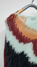 Dries Van Noten Color Blocking Lose Knit Mohair Sweater