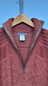 Issey Miyake L/S Quarter-Zip Cable-Knit Long Dress