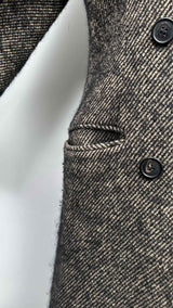 Margiela Double-breast Fuzzy Weave Long Over Coat