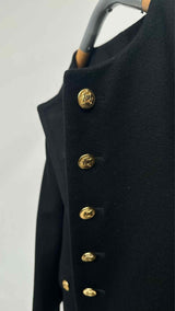 CELINE Collarless Metal-button Wool Blazer Jacket