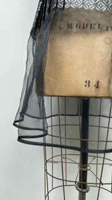 Noir Kei Ninomiya Faux Leather-cut Geometric Sheer Dress