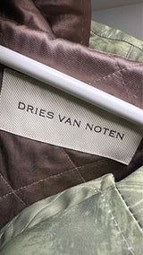 Dries Van Noten Vanilla Brushstroke Print Hooded Balloon Jacket