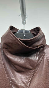 Sportmax Salaggio Funnel-Neck Paneled Hammered Leather Jacket