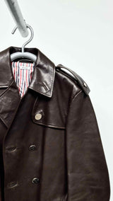 Men's Thom Browne Metal Button Leather Trench Coat