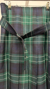 Black Comme Des Garçons Belted Pleated Check Skirt